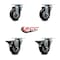 Service Caster 3.5'' Black Poly Wheel Swivel Top Plate Caster Set with 2 Posi Brakes, 4PK SCC-20S3514-PPUB-BLK-2-PLB-2 - alternate 6